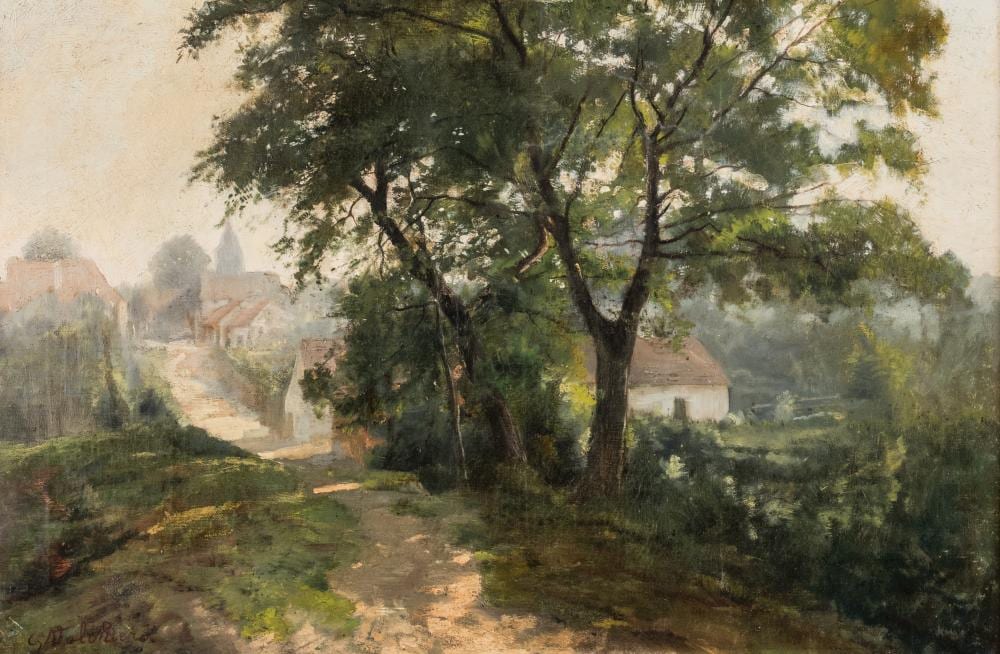 Gustave Walckiers comparable auction result: gustave walckiers 1831 1891 village near a forest road oil on canvas 40 x 60 cm