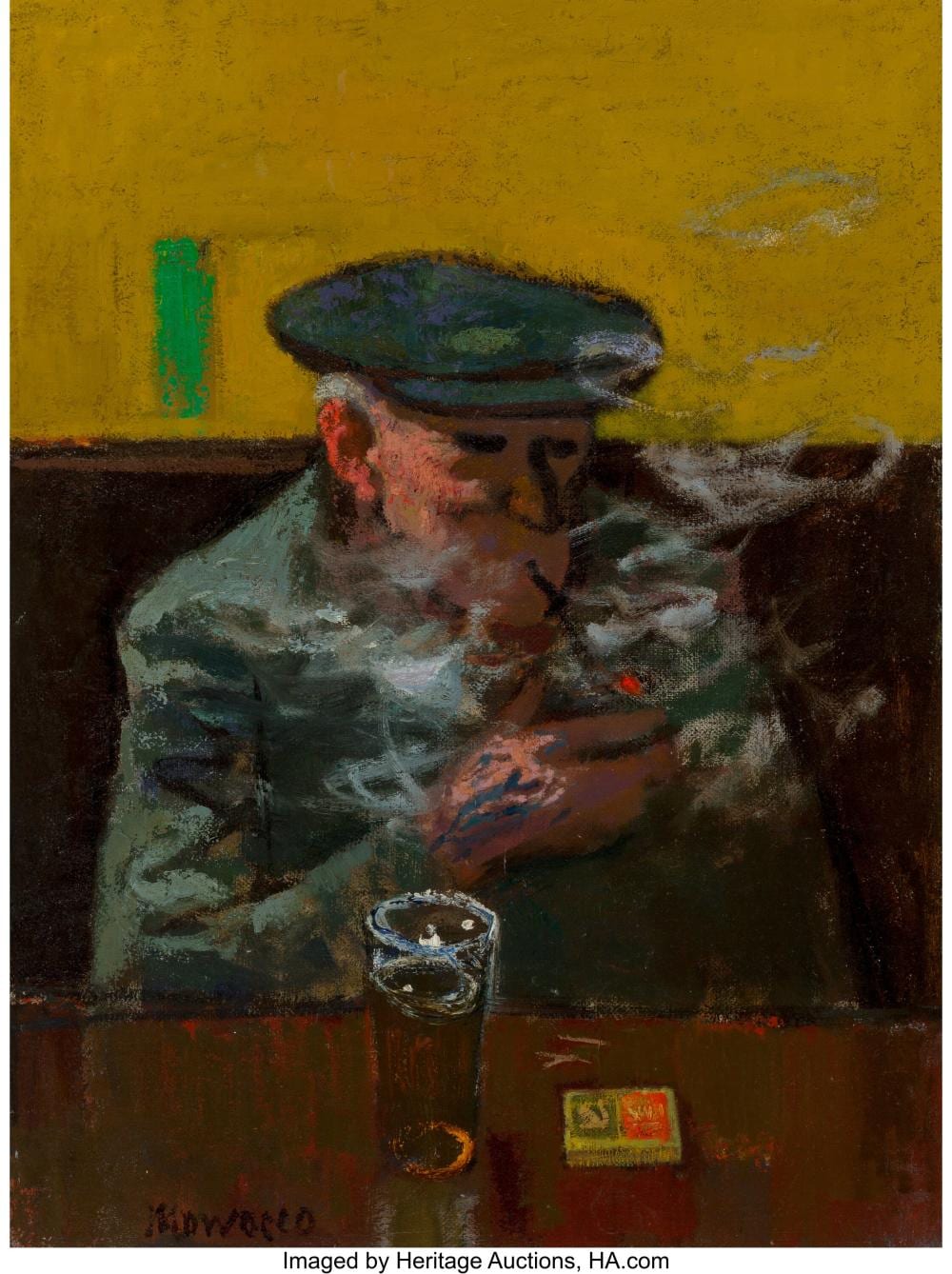 Alberto Morrocco comparable auction result: alberto morrocco scottish 1917 1998 the pipe smoker oil on canvas 40 1 2 x 30