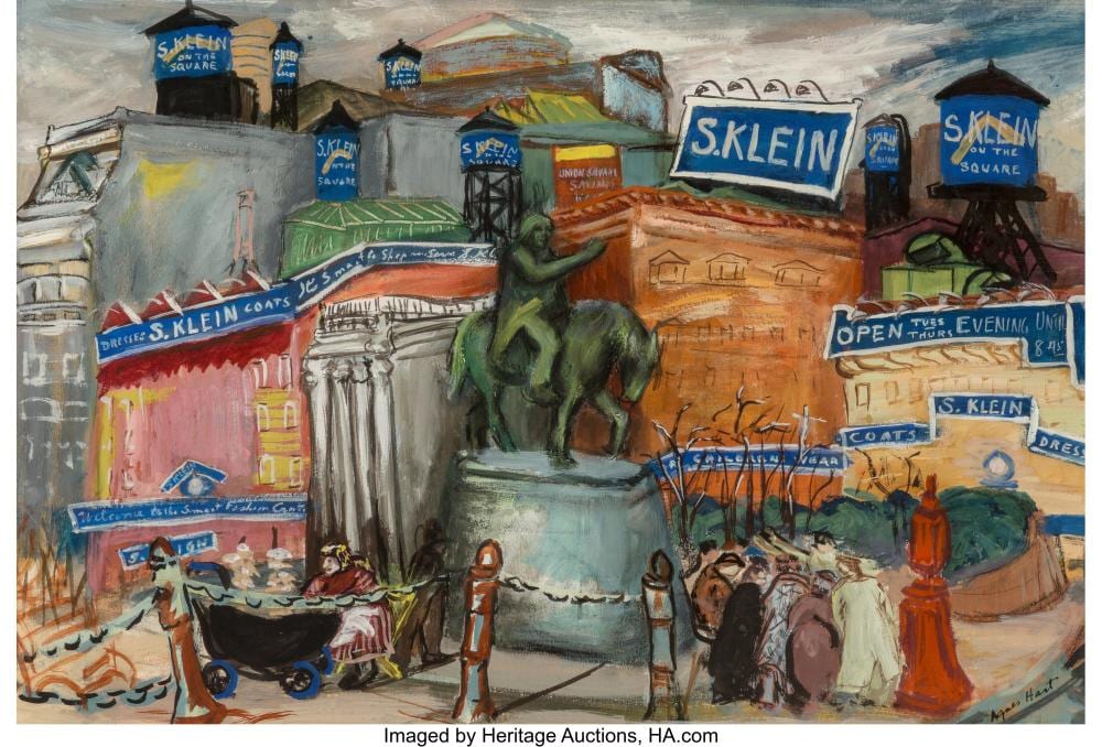 agnes hart american 1912 1979 s klein union square new york city circa 19 · Heritage Auctions · 2022-06-09 Agnes Hart comparable auction result: agnes hart american 1912 1979 s klein union square new york city circa 19