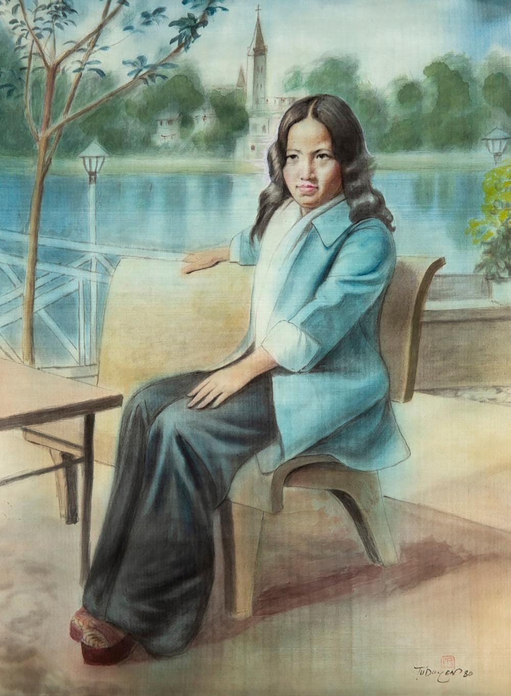 Tu Duyen comparable auction result: tu duyen 1915 2012 femme sur un banc 1980