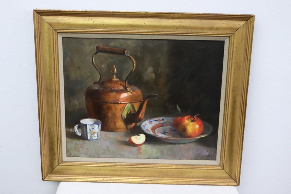 Randall Lake comparable auction result: oil on panel still life by randall lake