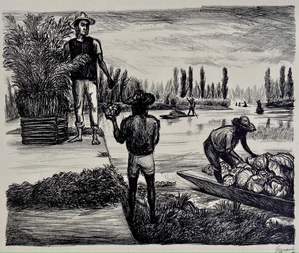 Arturo Garcia Bustos comparable auction result: arturo garcia bustos mexican 1926 2017 peasants of tiahuac signed 1946
