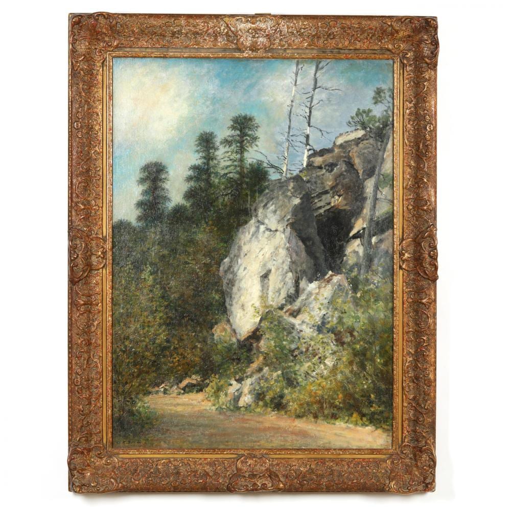 William Rowell Derrick comparable auction result: william rowell derrick american 1857 1941 humpty dumpty road lake mohonk new york