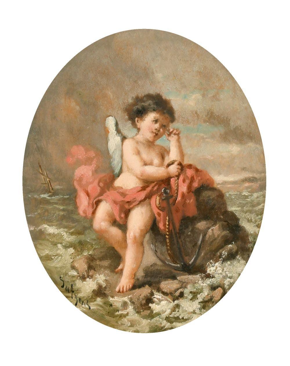 charles augustus henry lutyens 1829 1915 british a pair of cherubs one in a landscape holding a cross and · John Nicholson's Fine Art Auctioneers & Valuers · 2022-06-08 Charles Augustus Henry Lutyens comparable auction result: charles augustus henry lutyens 1829 1915 british a pair of cherubs one in a landscape holding a cross and