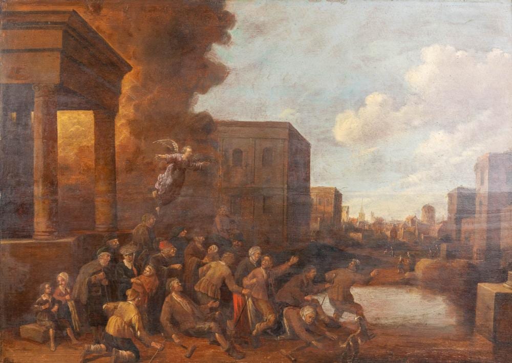 Cornelis Droochsloot comparable auction result: cornelis droogsloot 1630 1673 the pool of bethesda a painting oil on panel w 73 x h 53 cm