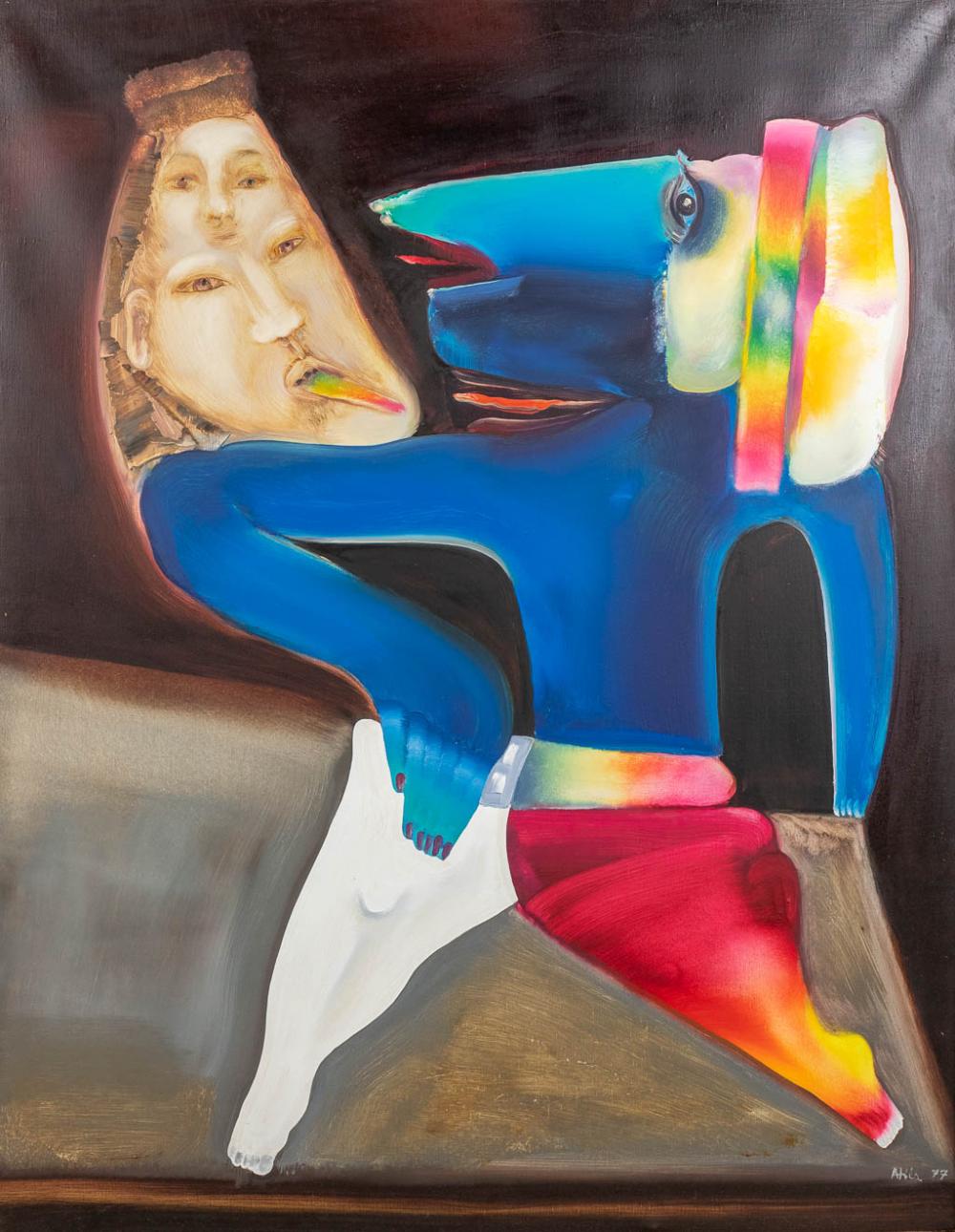 Atila (1931) comparable auction result: atila 1931 1987 gladiateur oil on canvas 1977 w 114 x h 146 cm