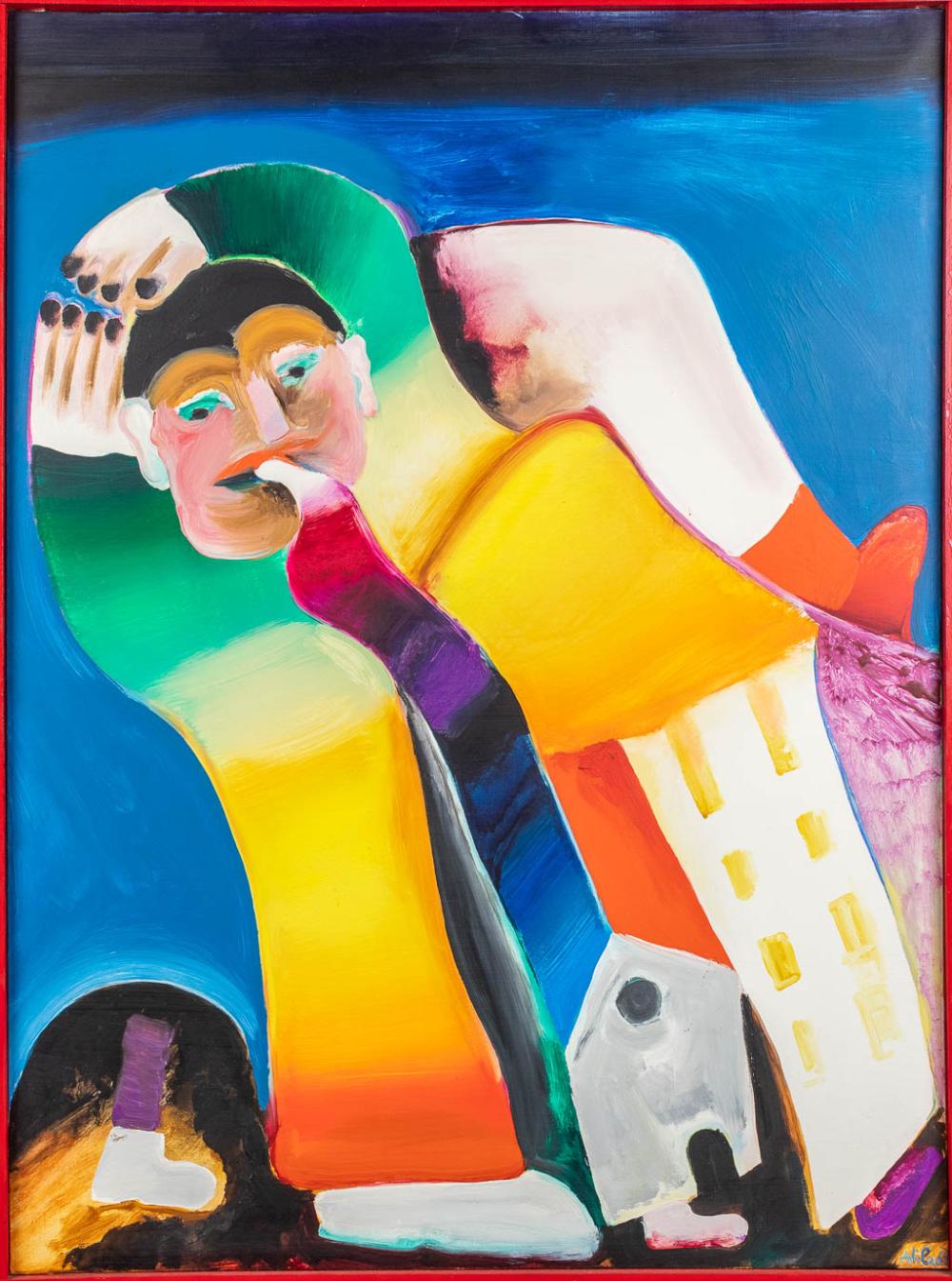 Atila (1931) comparable auction result: atila 1931 1987 l homme qui enjambe a painting oil on canvas 1967 v w 97 x h 130 cm