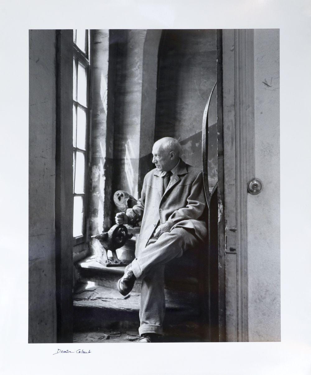 Denise Colomb comparable auction result: denise colomb 1902 2004 picasso rue des grands augustins avec les sculptures la chouette en col re et la chouette gentille en 1952 photographie