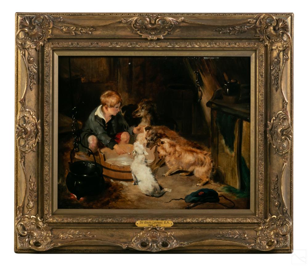 Edwin Landseer comparable auction result: edwin landseer 1802 1873 boy w dogs oil painting