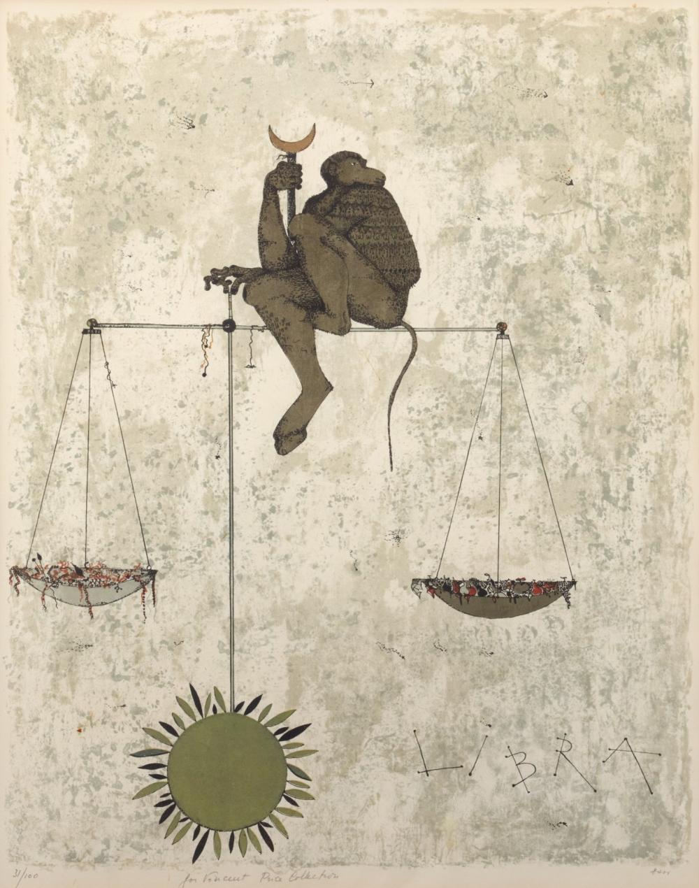 Ossi Czinner comparable auction result: ossi czinner austrian 1935 libra lithograph in colors on wove paper 20 x 16in 51 x 41cm