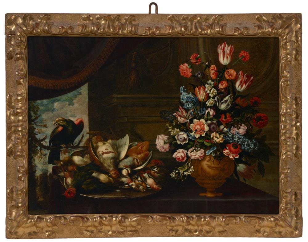 Bartolomeo Ligozzi comparable auction result: bartolomeo ligozzi verona 1620 1695 florence a silver charger with fowl a