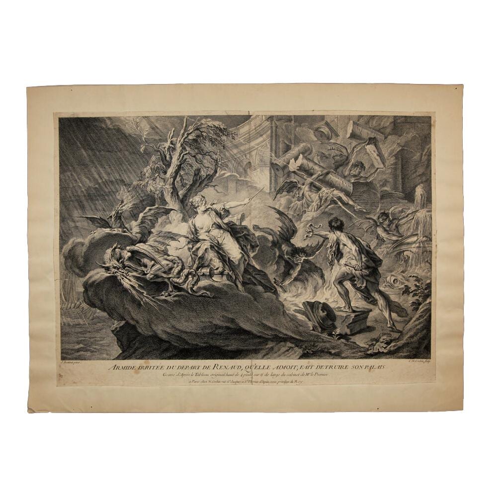 Charles Nicolas (1688) Cochin comparable auction result: c1730s armide irritee du depart de renaud engraving charles nicolas cochin