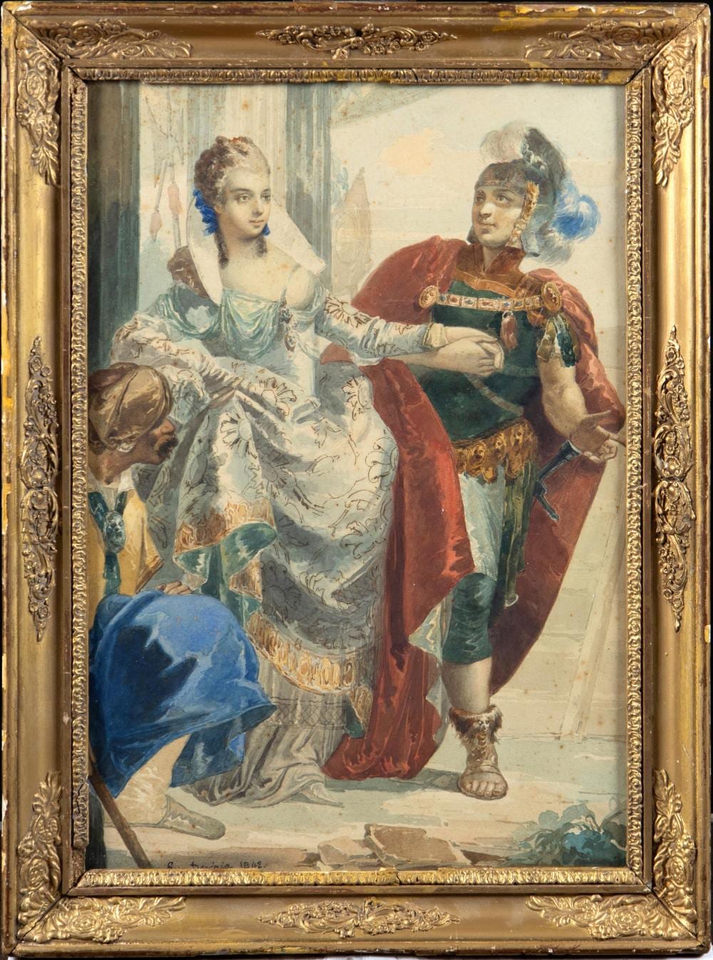 Eugène Devéria comparable auction result: eug ne dev ria 1808 1865 soldat romain et jeune noble aquarelle sign en bas droite et dat 184