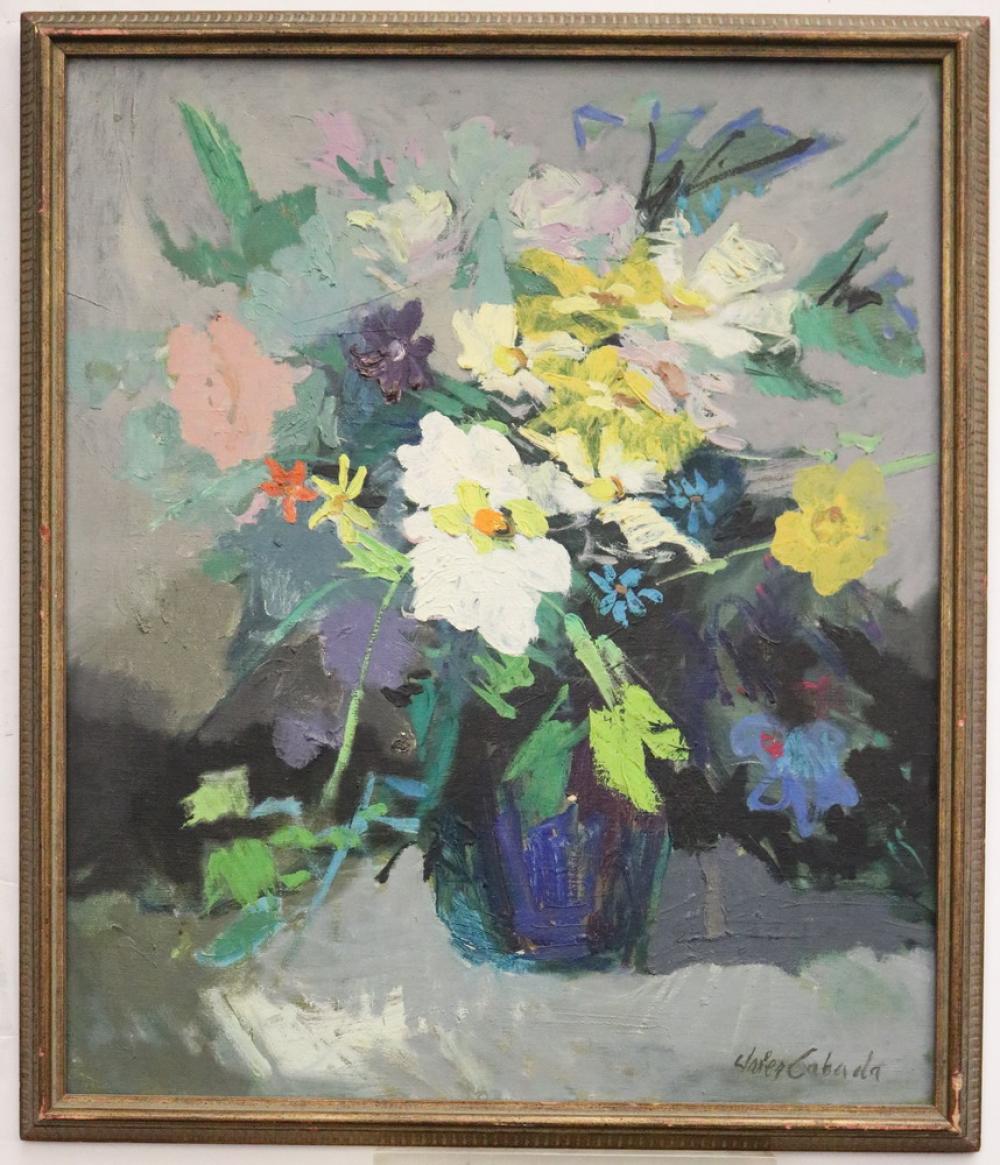 Javier Cabada comparable auction result: javier cabada american born 1931 bouquet of summer flowers oil on canvas signed lower right hand corner framed