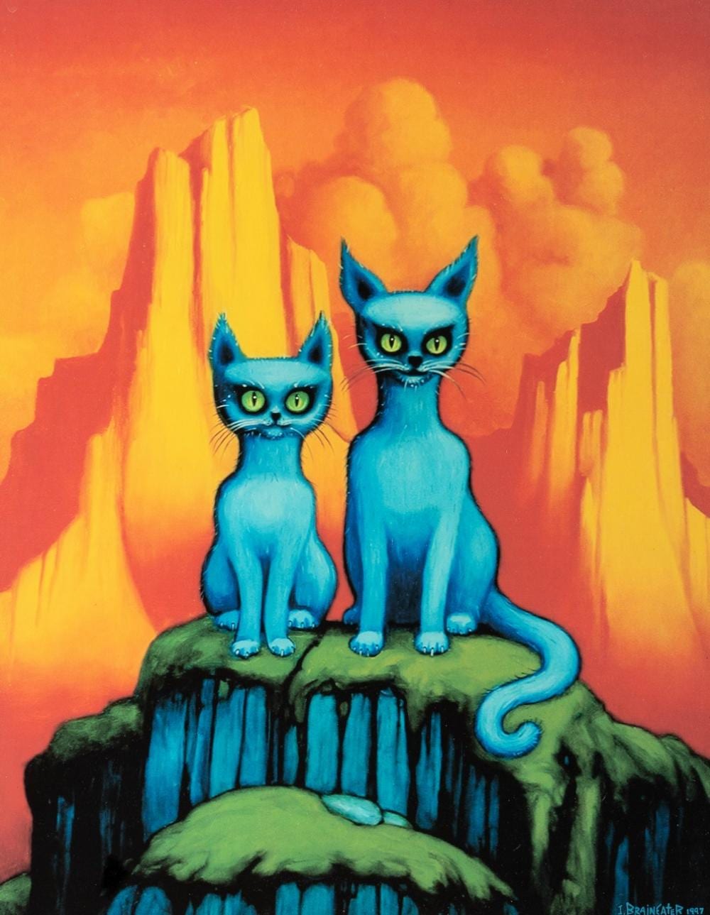 Jim Cummins comparable auction result: jim cummins i braineater canadian 1955 two blue cats acrylic on board 13 3 4 x 11 in 34 9 x 27 9 cm