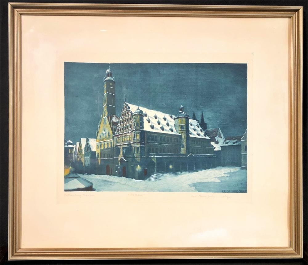 Ernst Geissendorfer comparable auction result: ernst geissendorfer 1908 1993 signed color etching matted framed and measuring 23in x 20in x 1in