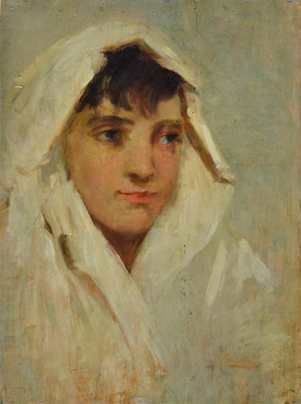 Ettore Cercone comparable auction result: ettore cercone messina 1850 napoli 1901 volto di fanciulla