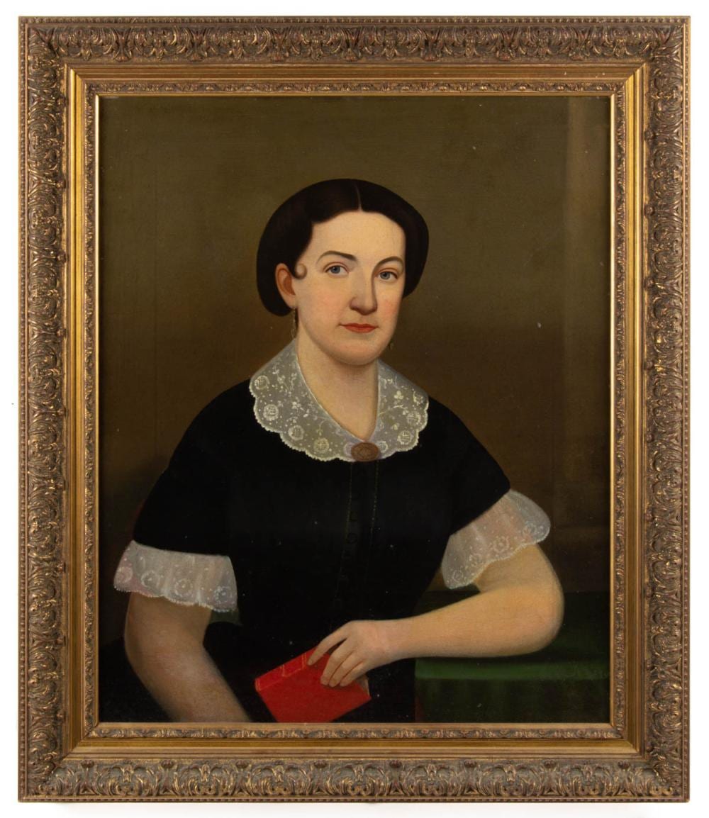 William W. Kennedy comparable auction result: william w kennedy massachusetts maryland 1817 1870 attributed folk art portrait of a young lady