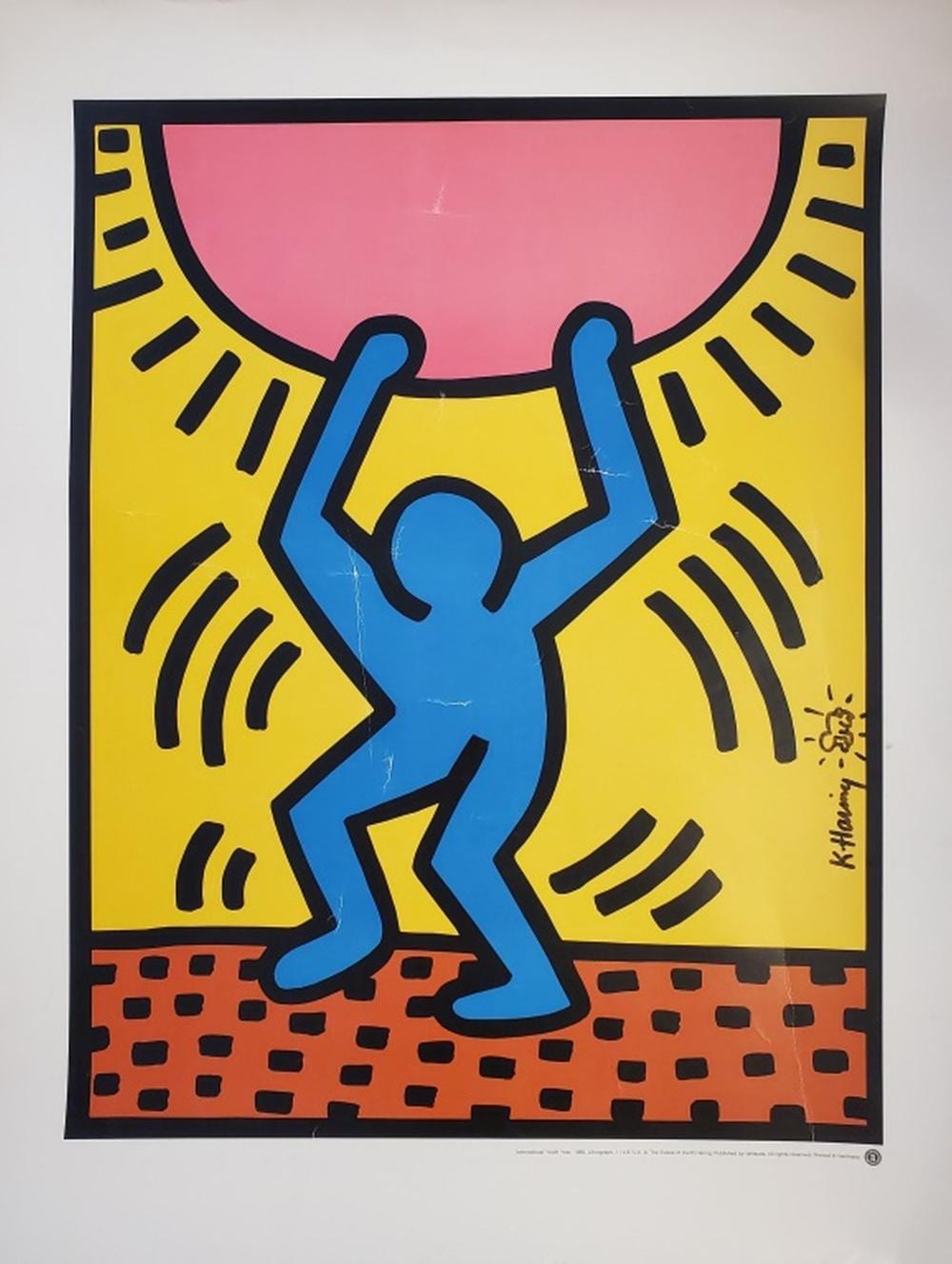 Hand Signed Litho by Keith Haring 31 x 23.75 sold by Four Seasons Auction Gallery, lot 13 — auction record photograph
