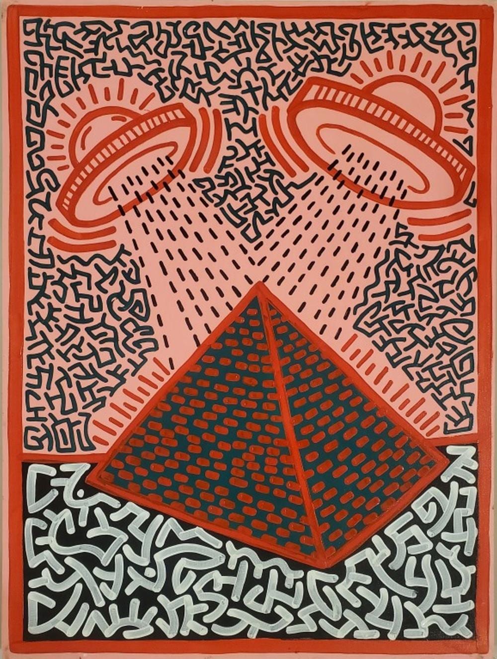 Original in Manner of Keith Haring Canvas 31 x 23" sold by Four Seasons Auction Gallery, lot 158 — auction record photograph