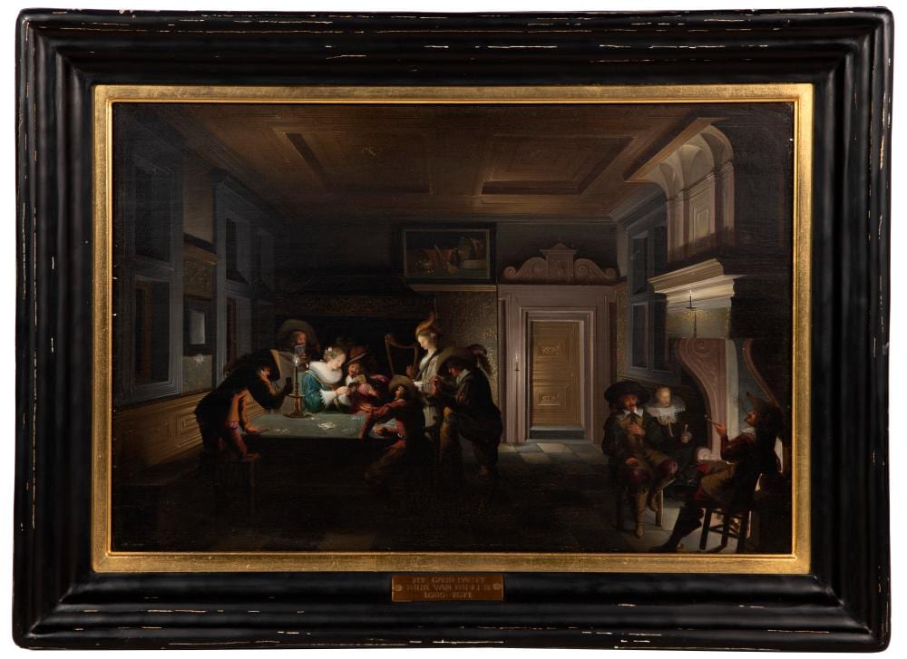 Dirck van Delen comparable auction result: dirck van delen dutch 1605 1671 the card party oil on cradled panel