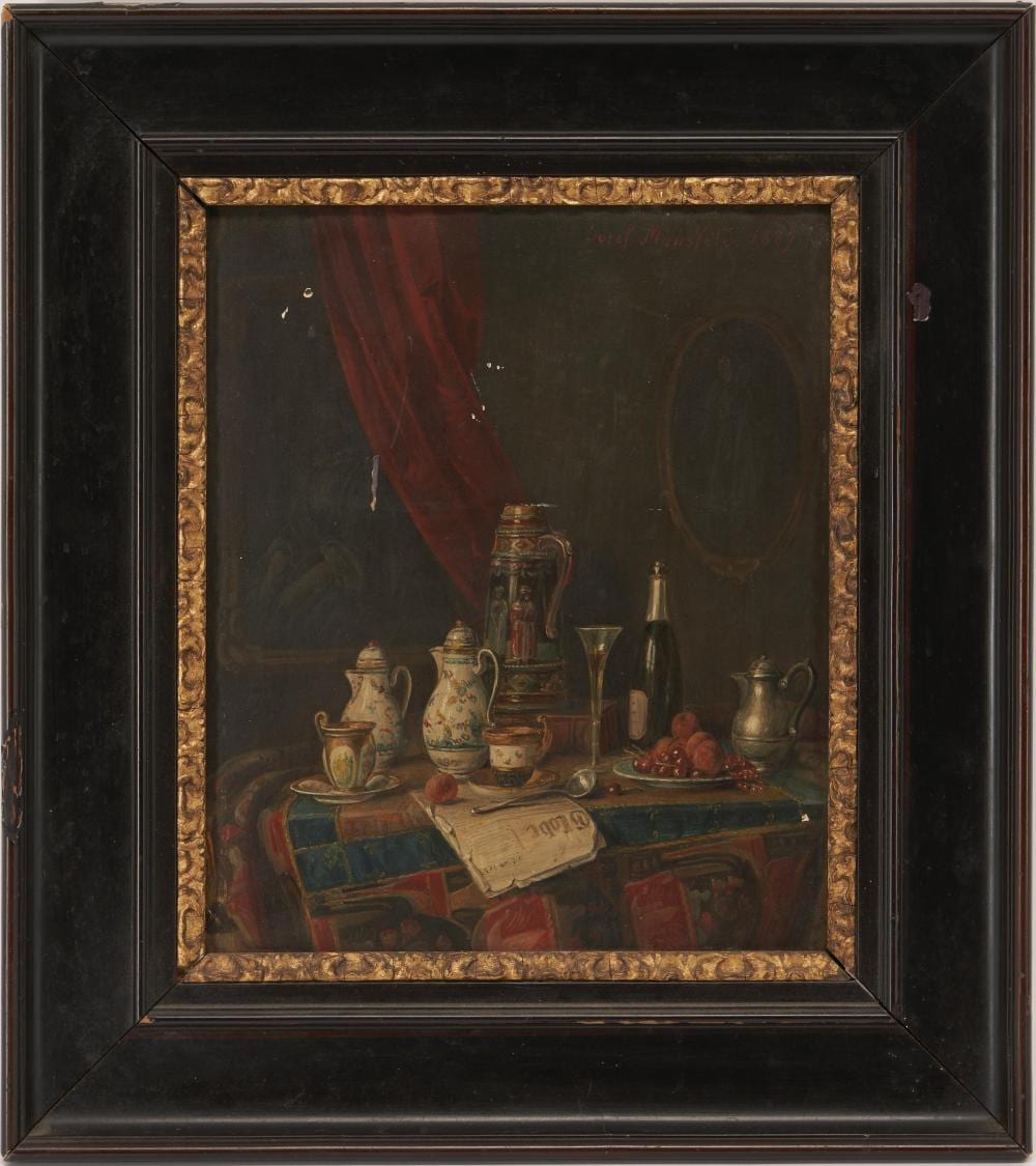 Josef (1819) Mansfeld comparable auction result: josef mansfeld oil on panel still life painting