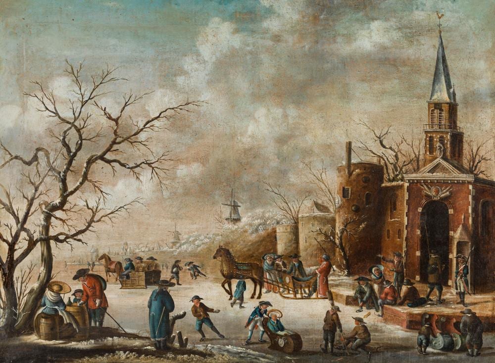 Jan Abrahamsz comparable auction result: jan abrahamsz beerstraaten lively winter landscape with fortification