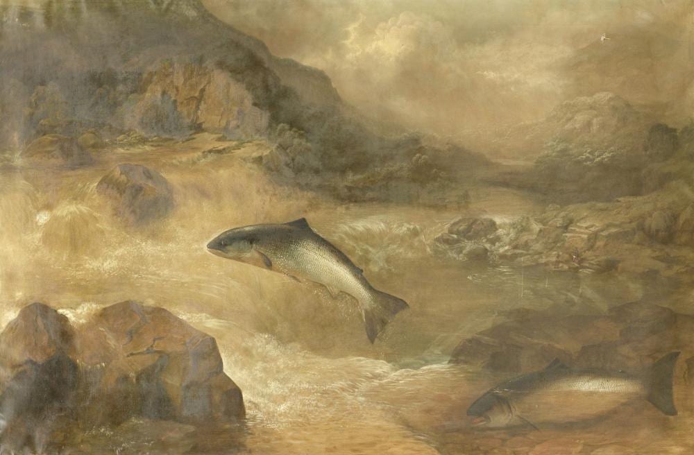 John Bucknell Russell comparable auction result: john bucknell russell british 1819 1893 salmon leap on the spey