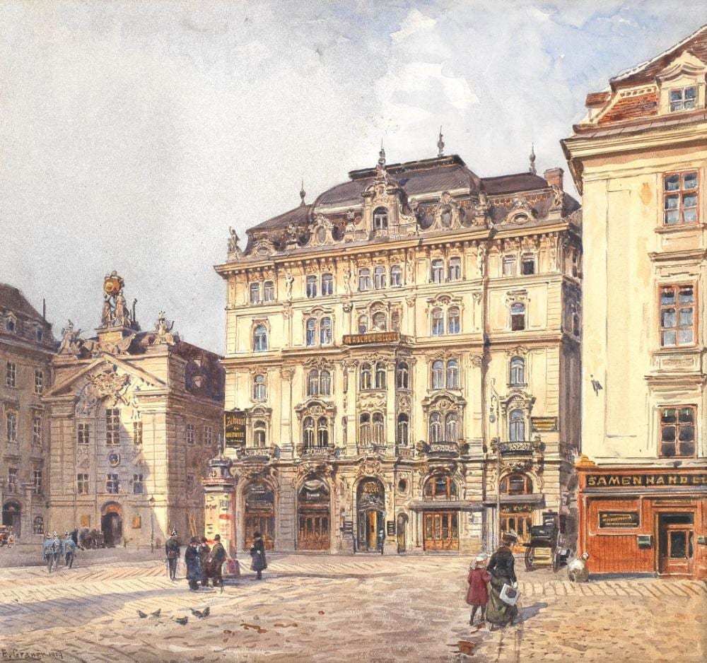 Ernst Graner comparable auction result: ernst graner austrian 1865 1943 a view of am hof square vienna