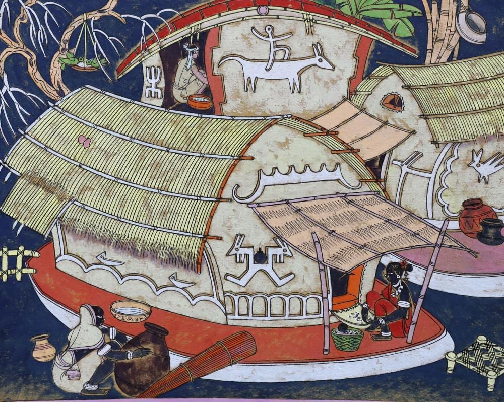 Abdulrahim Appabhai Almelkar comparable auction result: abdulrahim appabhai almelkar indian 1920 1982 village ink and watercolour on paper 40 x 50cm