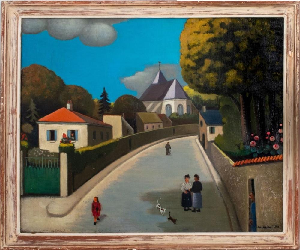 Madeleine Luka comparable auction result: madeleine luka le village retour de l ecole oil