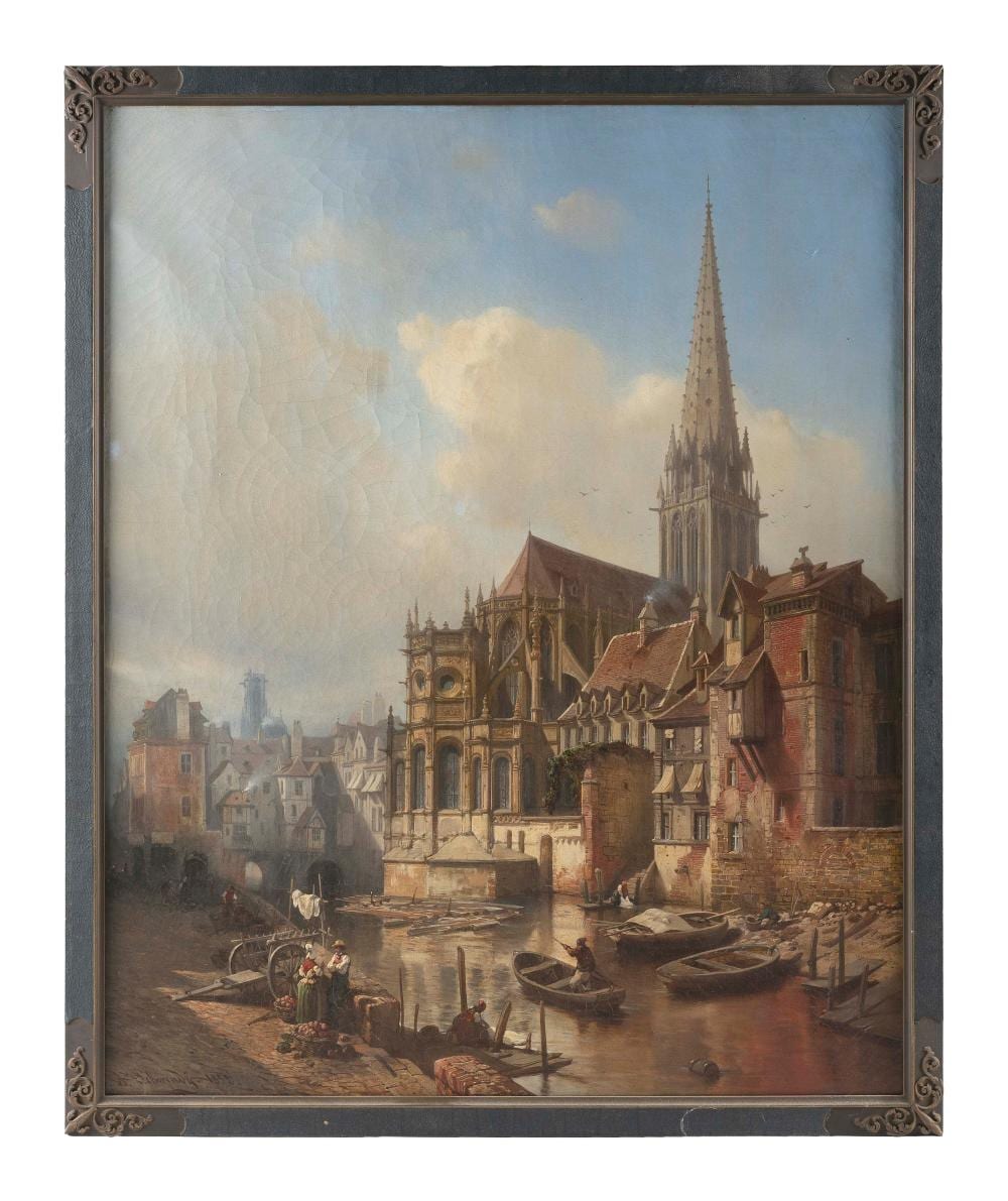 Albert Schwendy comparable auction result: albert schwendy germany 1820 1902 view of st pierre normandie france oil on canvas 31 x 24 75 framed 33 x 27