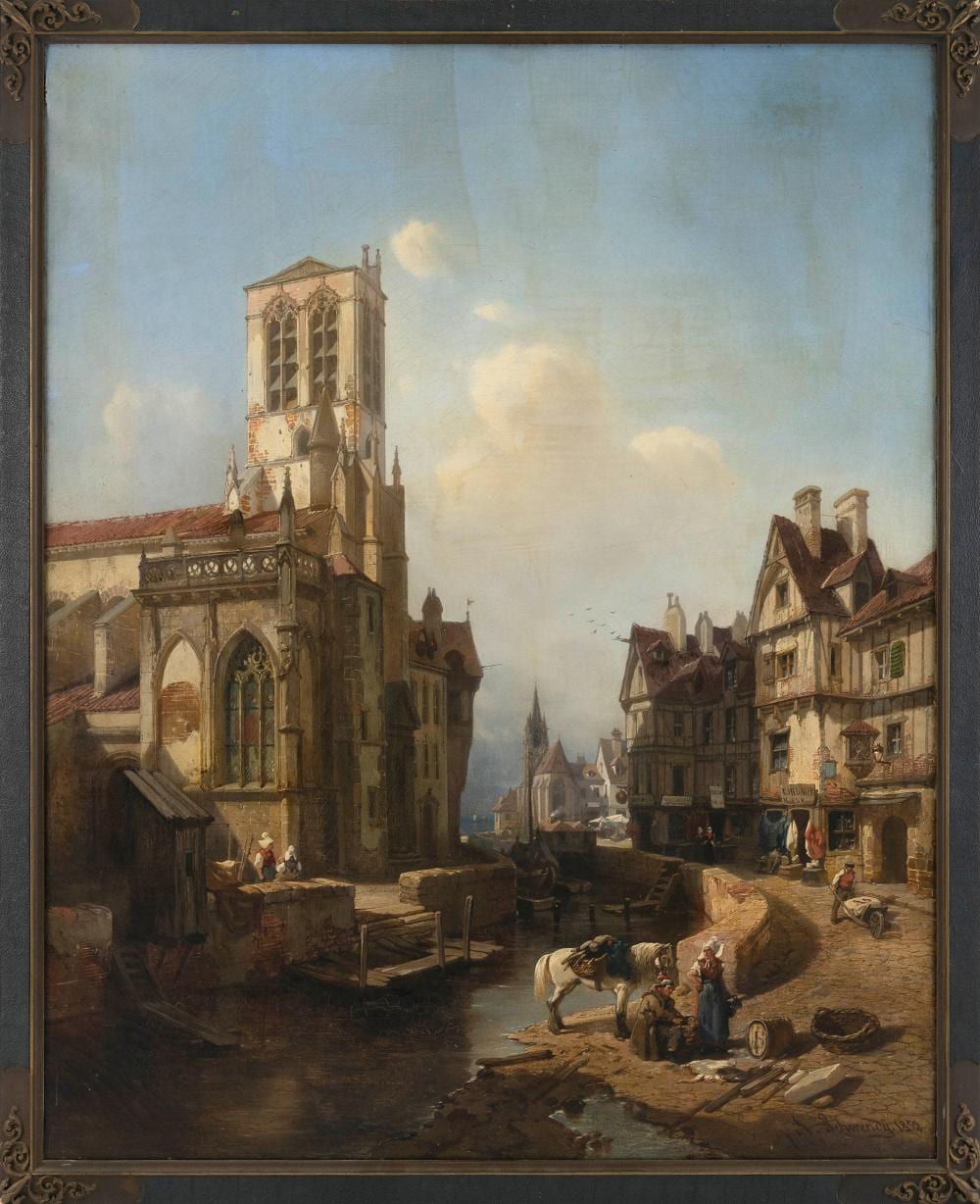 Albert Schwendy comparable auction result: albert schwendy germany 1820 1902 european city possibly paris oil on canvas 30 5 x 24 75 framed 33 x 27