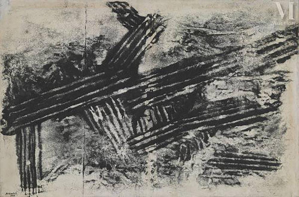 Mohsen Vaziri comparable auction result: mohsen vaziri moghaddam iran 1924 2018 n 23 abstract composition sand 1960