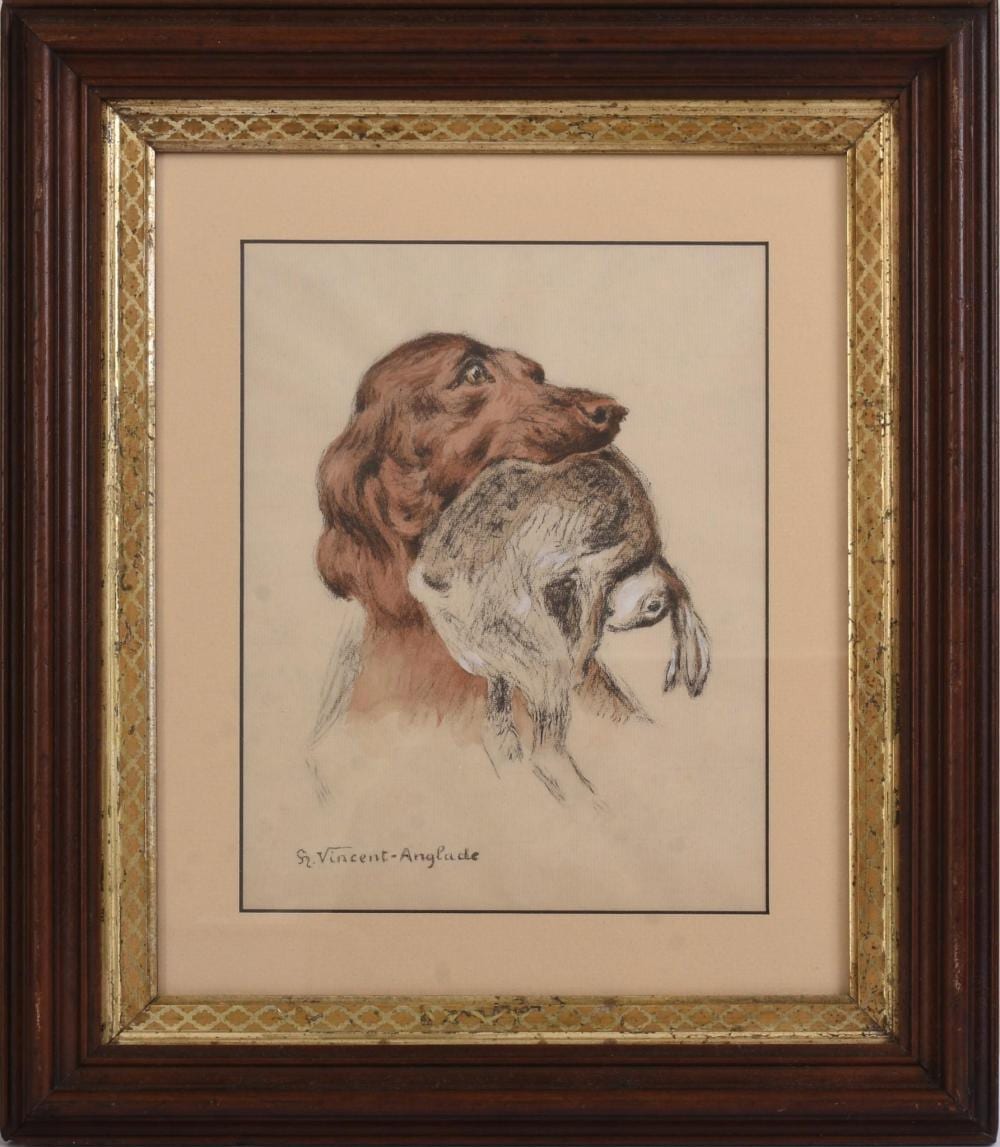 Henri Vincent Anglade comparable auction result: henri vincent anglade 1876 1956 spaniel with rabbit