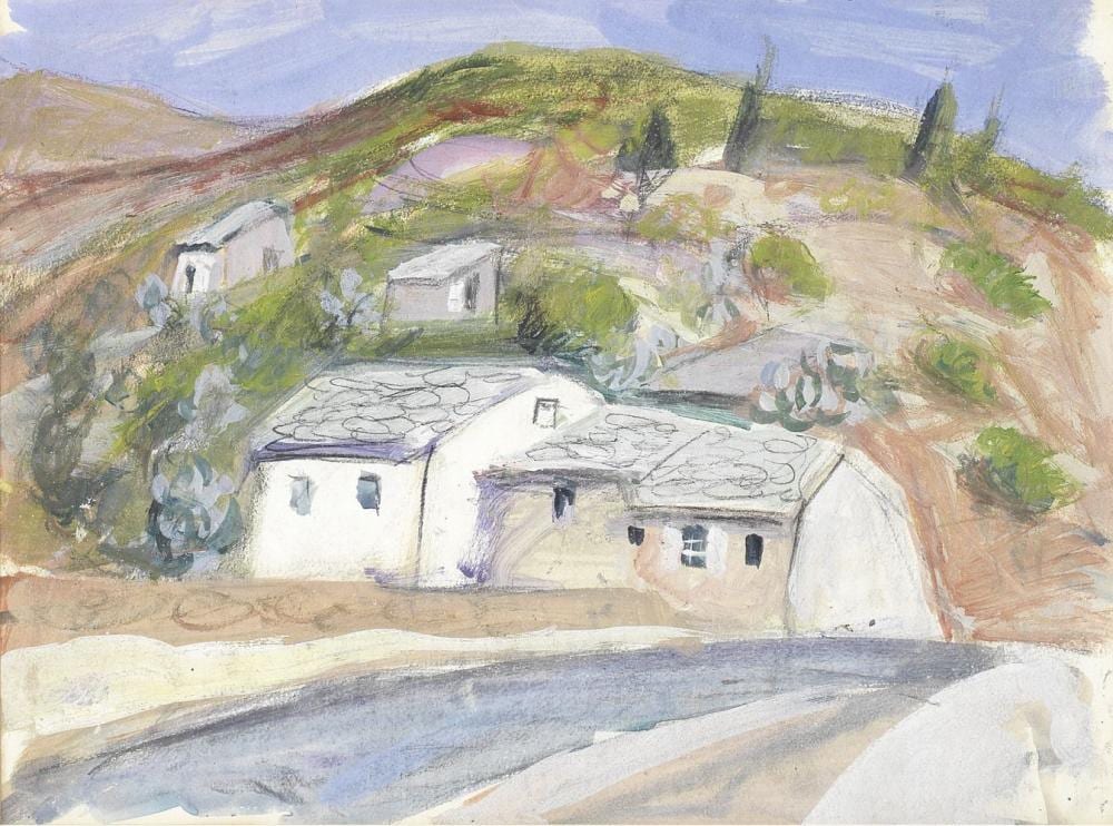 Anne Redpath comparable auction result: anne redpath british 1895 1965 roadside cottages corsica