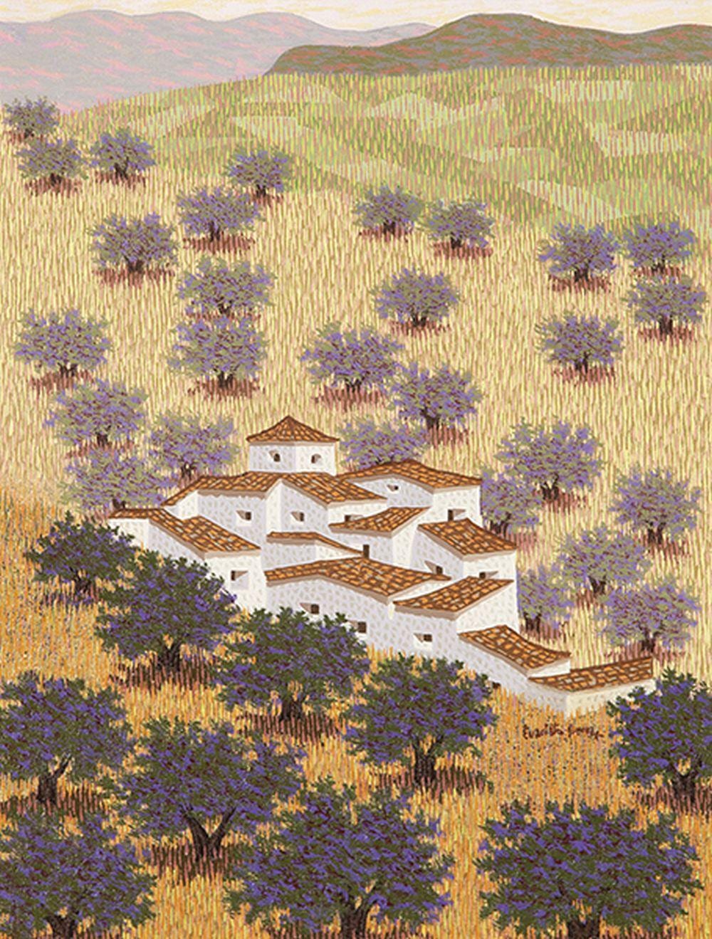 Evaristo Guerra comparable auction result: evaristo guerra olive grove in a greenish afternoon