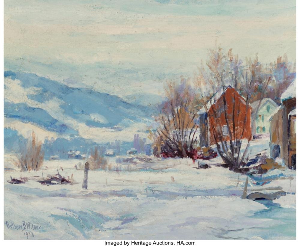 Arthur B. Wilder comparable auction result: arthur b wilder american 1857 1945 winter afternoon 1928 oil on canvas 16 x