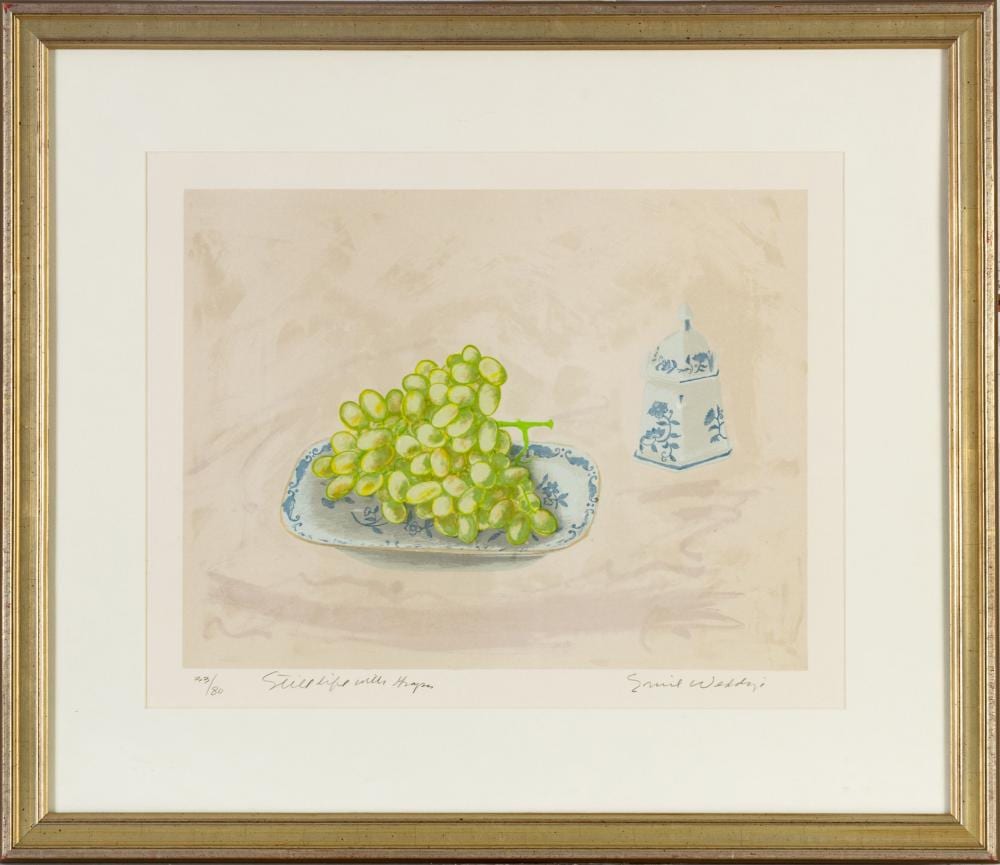 emil weddige michigan 1907 2001 color lithograph on paper h 15 w 19 5 still life with grapes · DuMouchelles · 2022-07-22 Emil Weddige comparable auction result: emil weddige michigan 1907 2001 color lithograph on paper h 15 w 19 5 still life with grapes