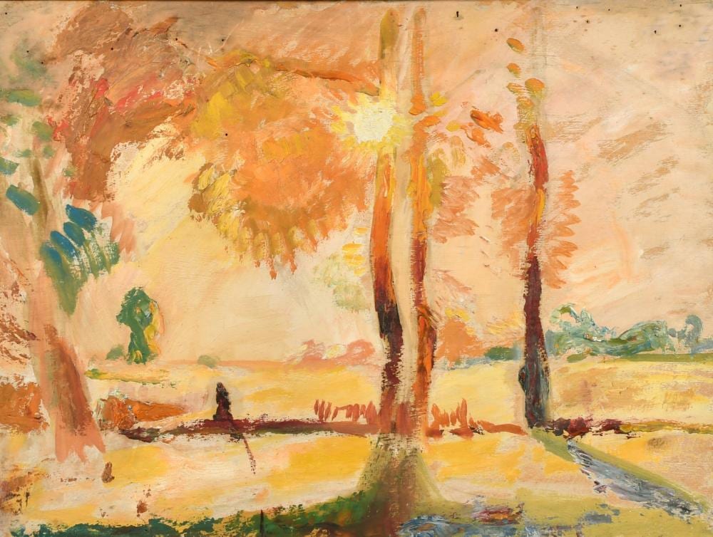 Robert Graham Dryden Alexander comparable auction result: robert graham dryden alexander 1875 1945 the courage playing fields brentwood oil on board 16 5 x 23 75