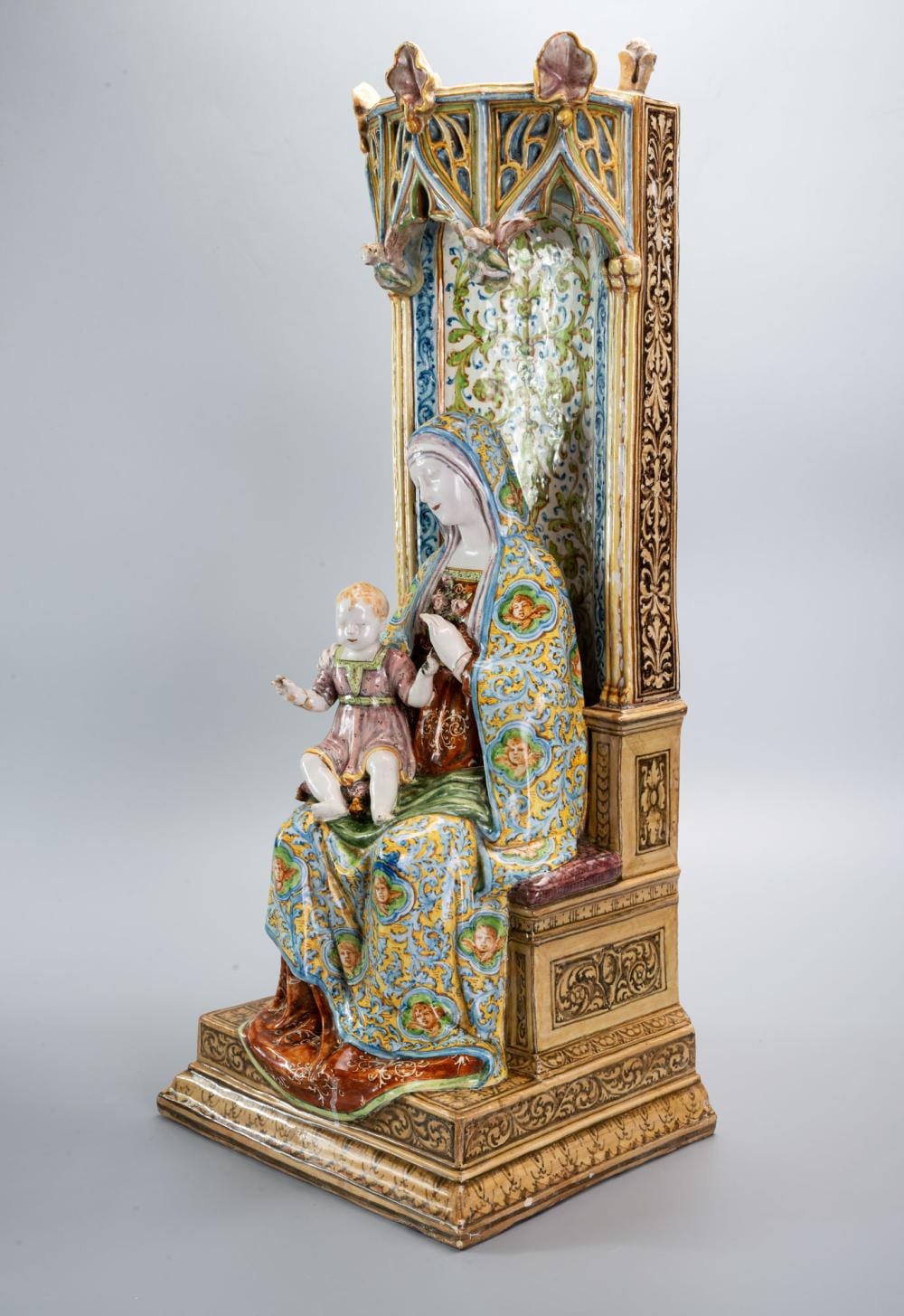 Angelo Minghetti comparable auction result: angelo minghetti bologna 1822 1885 polychrome glazed ceramic sculpture madonna and child