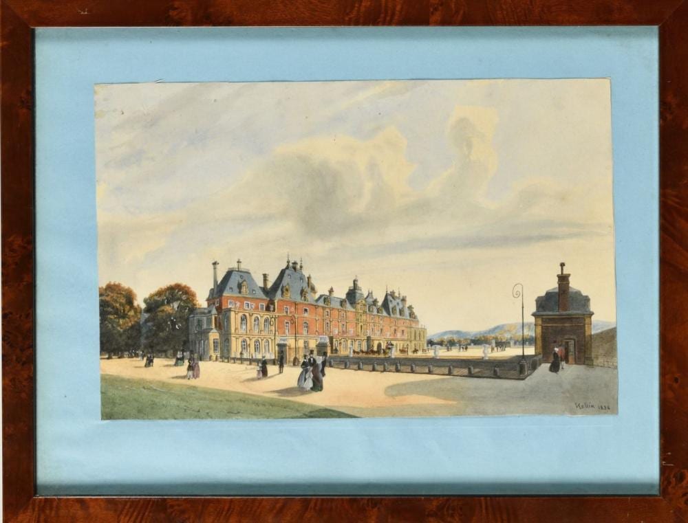 Nicolas Joseph Kellin comparable auction result: nicolas joseph kellin 1789 1858 vue du chateau d eu sous la monarchie de juillet dessin la plum