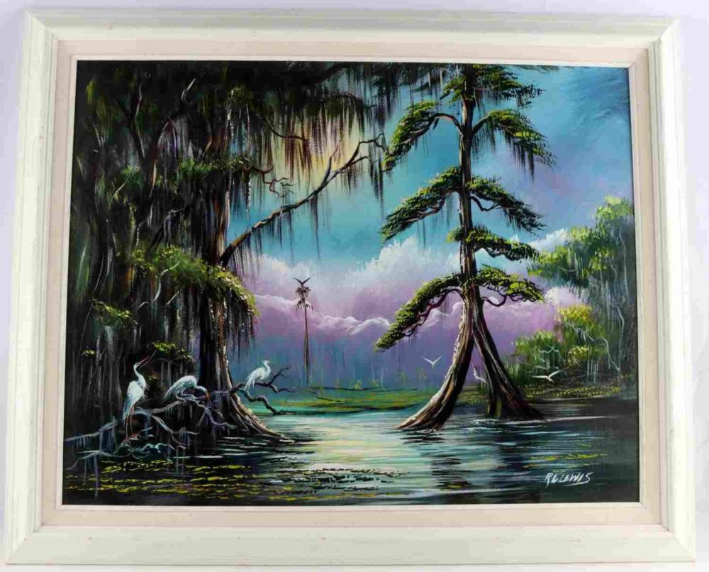 Robert L. Lewis comparable auction result: original florida highwaymen painting by rl lewis
