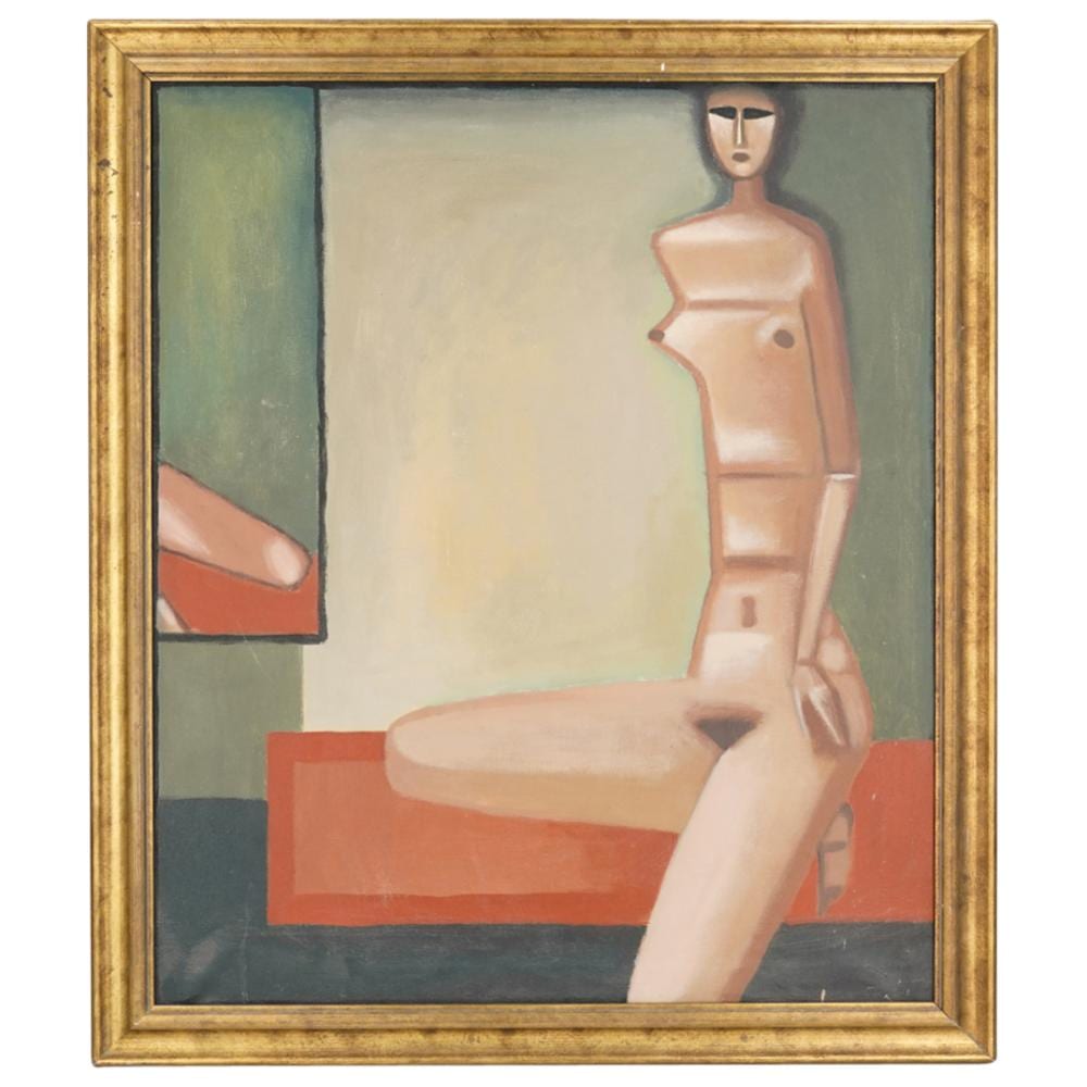 Jerzy Nowosielski comparable auction result: jerzy nowosielski polish 1923 2011 mirror nude portrait oil on canvas
