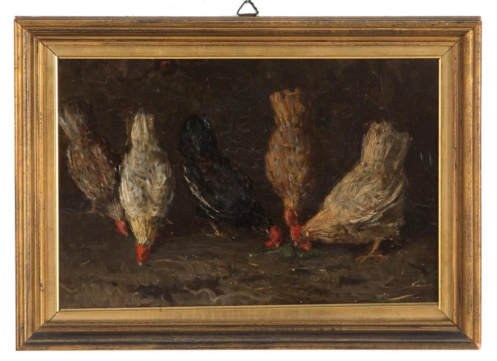 Giovanni Guarlotti comparable auction result: giovanni guarlotti attr painting hens