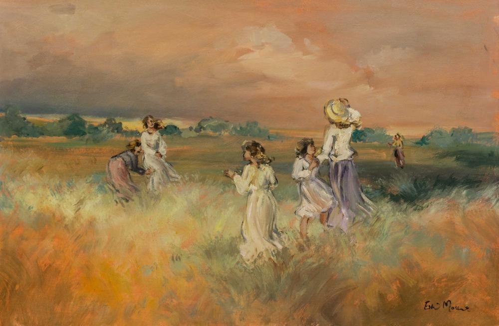 Este Mostert comparable auction result: este mostert sa born 1959 oil girls in a field signed 60 x 90