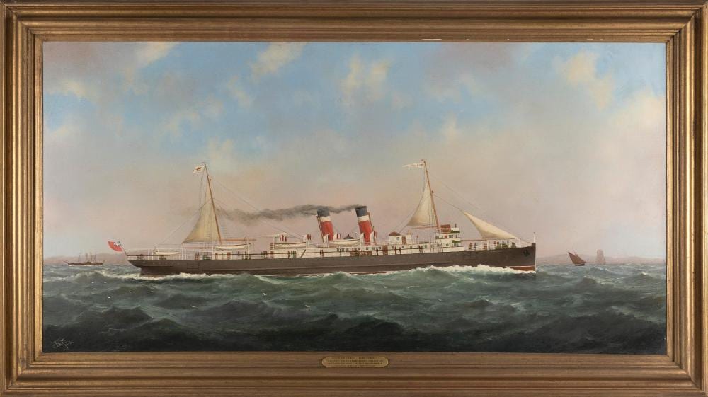 Charles Keith Miller comparable auction result: charles keith miller britain 1836 1907 portrait of the s s donegal oil on canvas 24 x 47 framed 30 25 x 54 5