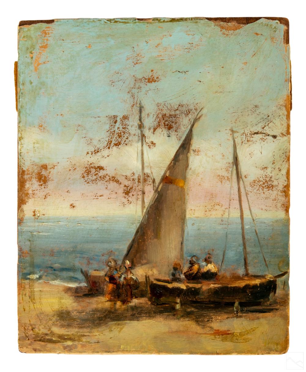 Landscape Painting attributed to Richard Bonington sold by Hill Auction Gallery, lot 306 — auction record photograph