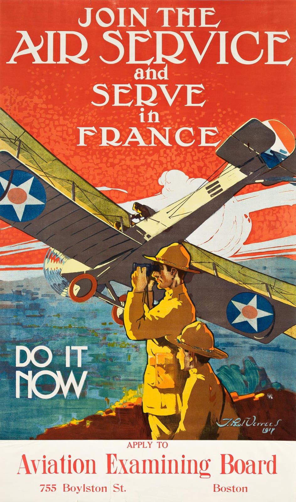 Paul Verrees comparable auction result: j paul verrees 1889 1942 join the air service and serve in france 1917 42 x24 inches 108x63 cm ketterlinus philadelphia
