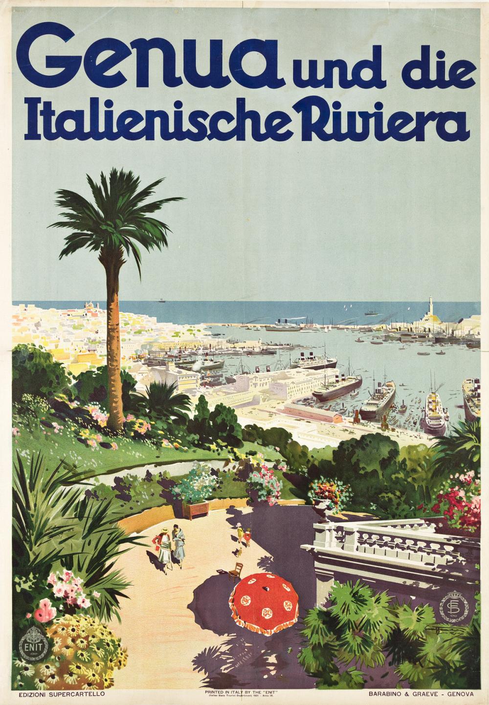 Aurelio Craffonara comparable auction result: aurelio craffonara 1875 1945 genua und die italienische riviera 1931 39x27 inches 99x68 cm barabino graeve genova